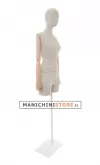 Busto donna in lino con braccia legno e mezza gamba