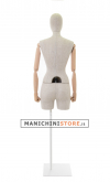 Busto donna in lino con braccia legno e mezza gamba