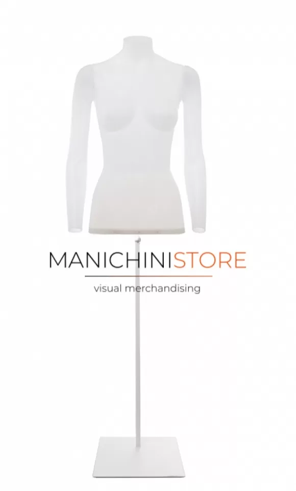 Busto donna in plastica con base quadrata bianca