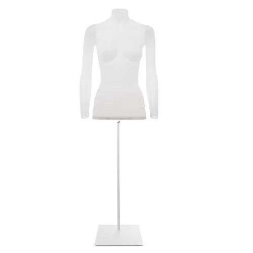 Busto donna in plastica con base quadrata bianca