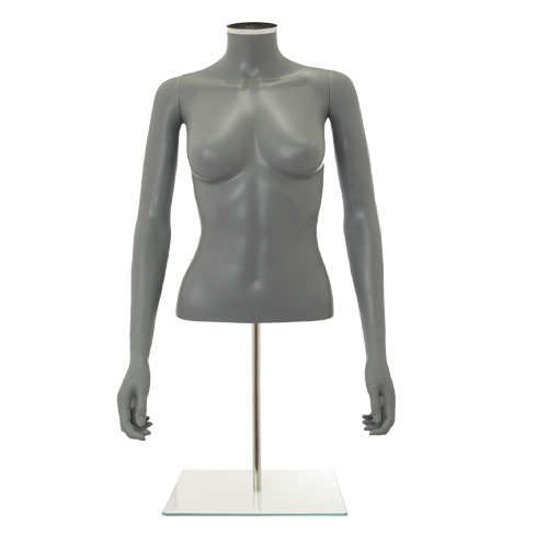 Busto donna grigio con braccia e base da banco