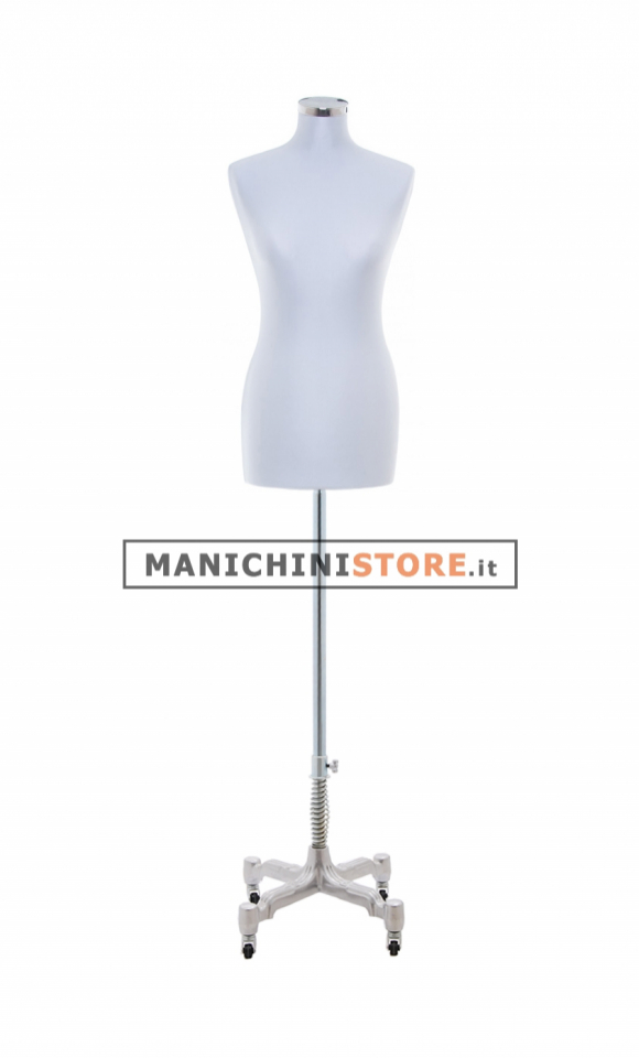 Female bust in grey fabric with chromed taylor base