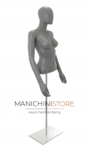 Busto donna grigio con testa, braccia e base