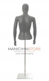 Busto donna grigio con testa, braccia e base