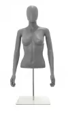 Busto donna grigio chiaro con testa, braccia e base da banco