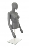 Busto donna grigio chiaro con testa, braccia e base da banco