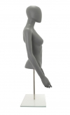 Busto donna grigio chiaro con testa, braccia e base da banco