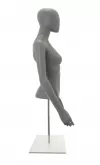 Busto donna grigio chiaro con testa, braccia e base da banco