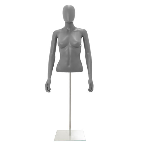 Busto donna grigio con testa, braccia e base
