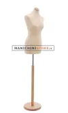 Busto donna in tessuto Avorio con base tonda in frassino