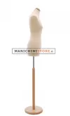 Busto donna in tessuto Avorio con base tonda in frassino