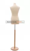 Busto donna in tessuto Avorio con base tonda in frassino