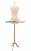 Busto donna in tessuto Avorio con treppiede in frassino