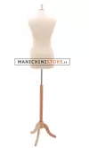 Busto donna in tessuto Avorio con treppiede in frassino