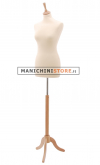 Busto donna in tessuto Avorio con treppiede in frassino