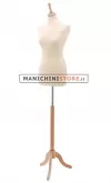 Busto donna in tessuto Avorio con treppiede in frassino