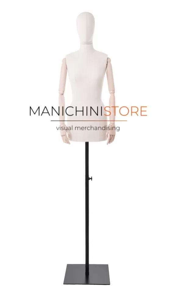 Busto donna in tessuto con braccia in legno - fine serie