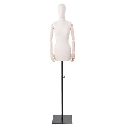 Busto donna in tessuto con braccia in legno - fine serie