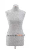 Busto donna in tessuto argento con base inox cromata