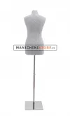 Busto donna in tessuto argento con base inox cromata