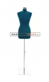 Busto sartoriale donna vellutato blu base quadra cromata