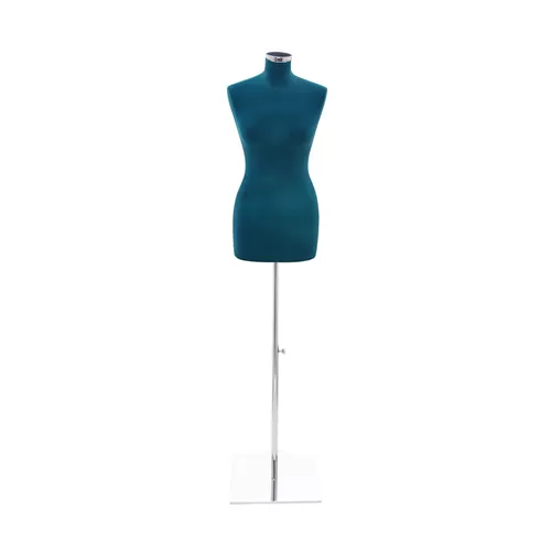 Busto sartoriale donna vellutato blu base quadra cromata