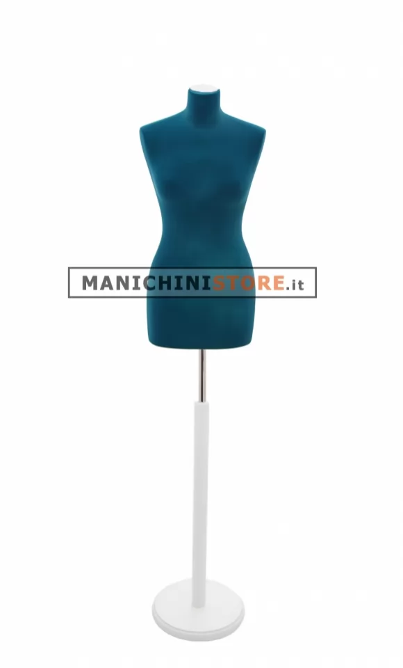 Busto sartoriale donna vellutato blu base tonda bianca