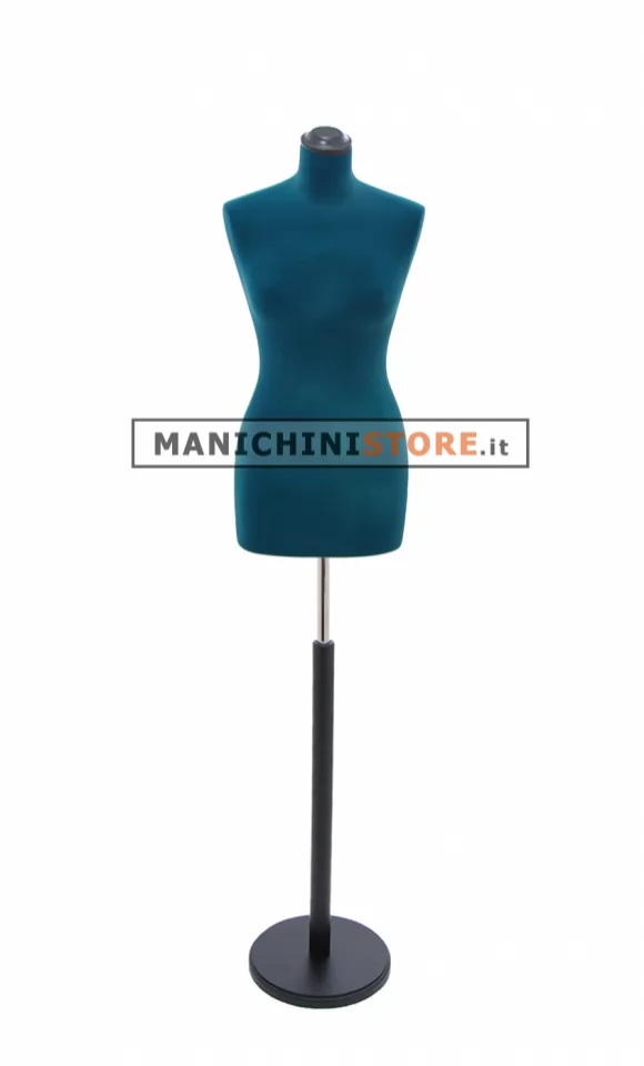 Busto sartoriale donna vellutato blu base tonda nera
