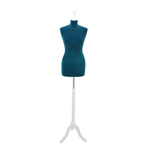 Busto sartoriale donna vellutato blu treppiede bianco