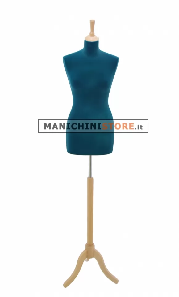 Busto sartoriale donna vellutato blu treppiede frassino