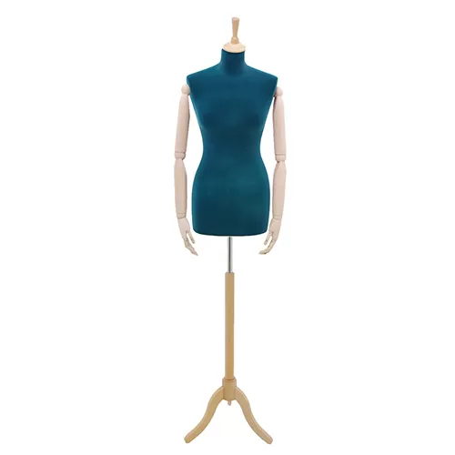 Busto sartoriale donna vellutato blu con braccia treppiede frassino