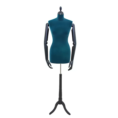 Busto sartoriale donna vellutato blu con braccia treppiede nero