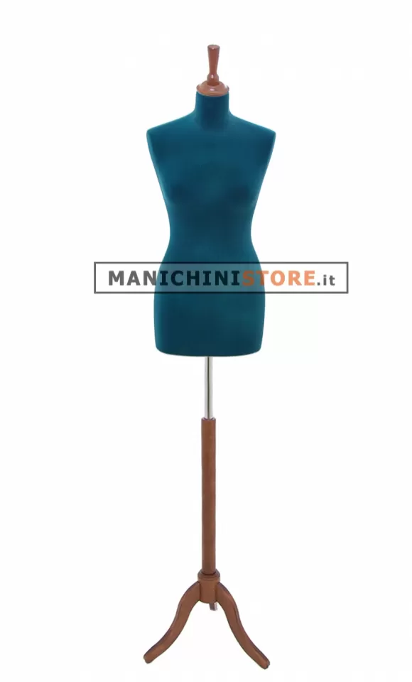 Busto sartoriale donna vellutato blu treppiede noce