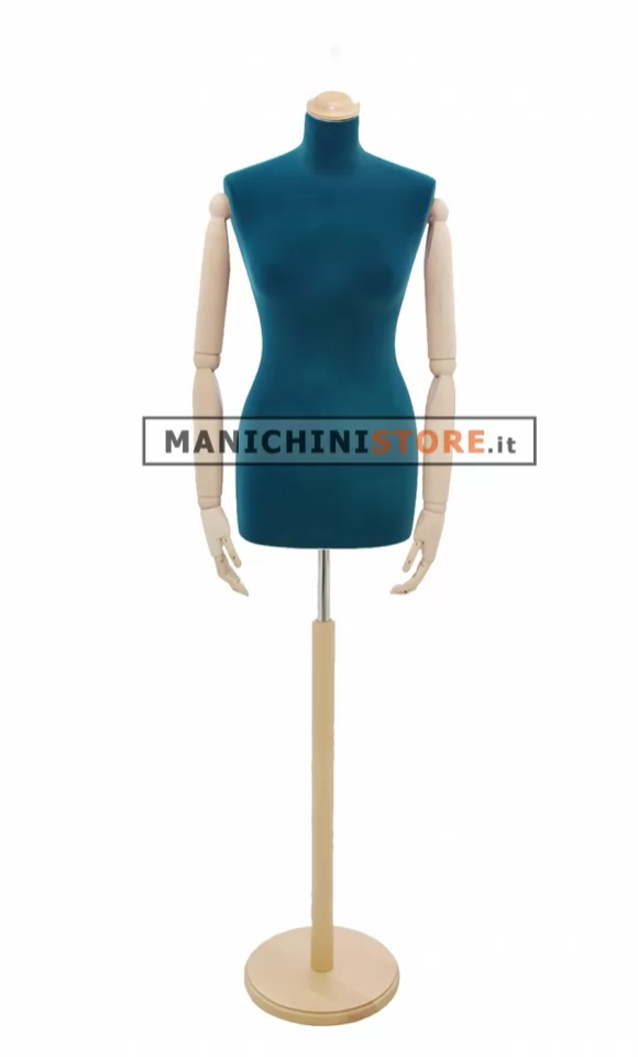 Busto sartoriale donna vellutato blu con braccia frassino
