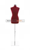 Busto sartoriale donna vellutato bordeaux base quadra cromata