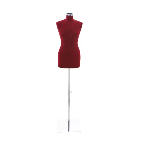 Busto sartoriale donna vellutato bordeaux base quadra cromata