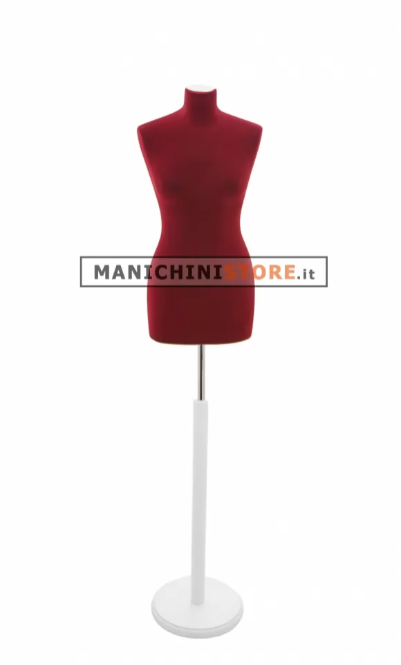 Busto sartoriale donna vellutato bordeaux base tonda bianca
