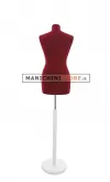 Busto sartoriale donna vellutato bordeaux base tonda bianca