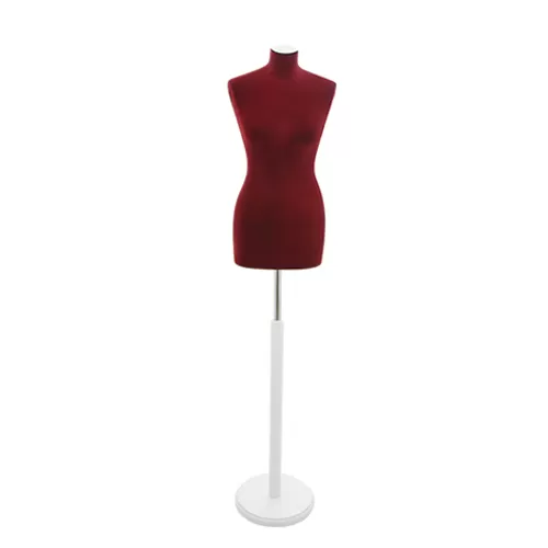 Busto sartoriale donna vellutato bordeaux base tonda bianca