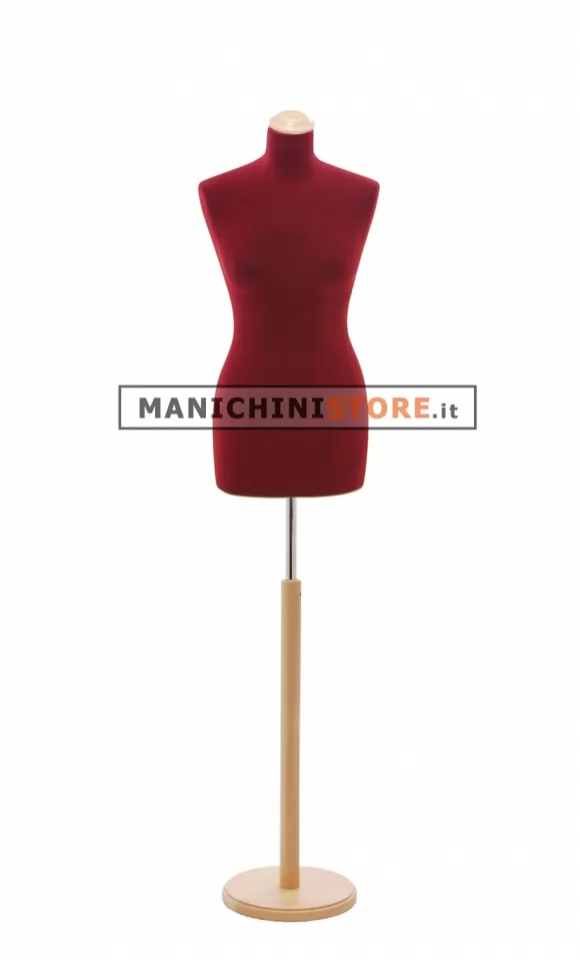 Busto sartoriale donna vellutato bordeaux base tonda frassino