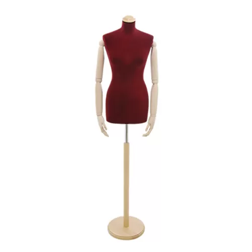 Busto sartoriale donna vellutato bordeaux con braccia frassino