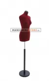 Busto sartoriale donna vellutato bordeaux base tonda nera