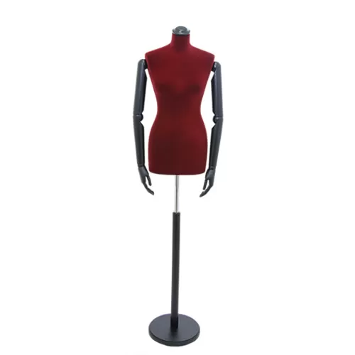Busto sartoriale donna vellutato bordeaux con braccia base nera