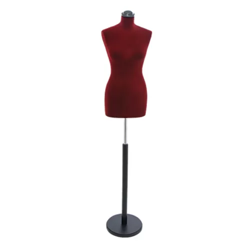 Busto sartoriale donna vellutato bordeaux base tonda nera