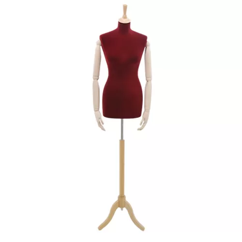 Busto sartoriale donna vellutato bordeaux con braccia treppiede frassino