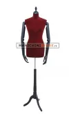Busto sartoriale donna vellutato bordeaux con braccia treppiede nero