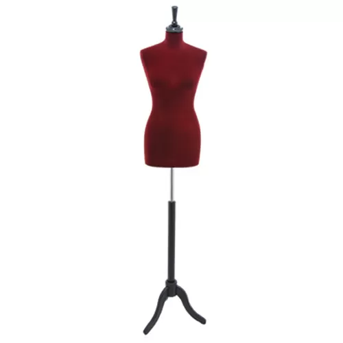 Busto sartoriale donna vellutato bordeaux treppiede nero