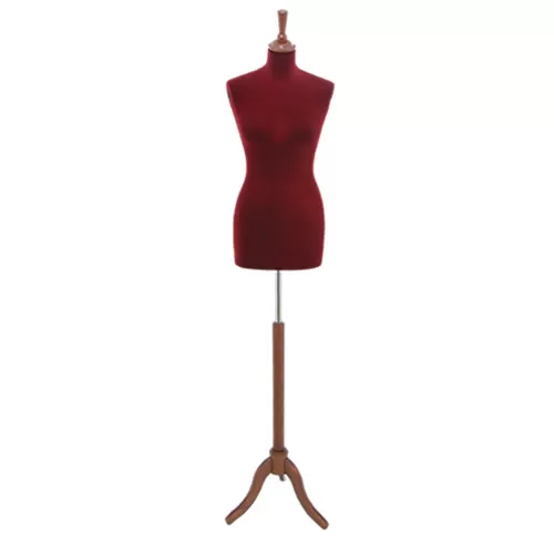 Busto sartoriale donna vellutato bordeaux treppiede noce