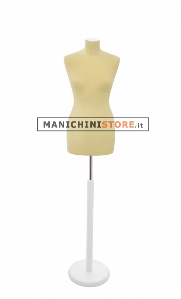 Busto sartoriale donna vellutato giallo base tonda bianca