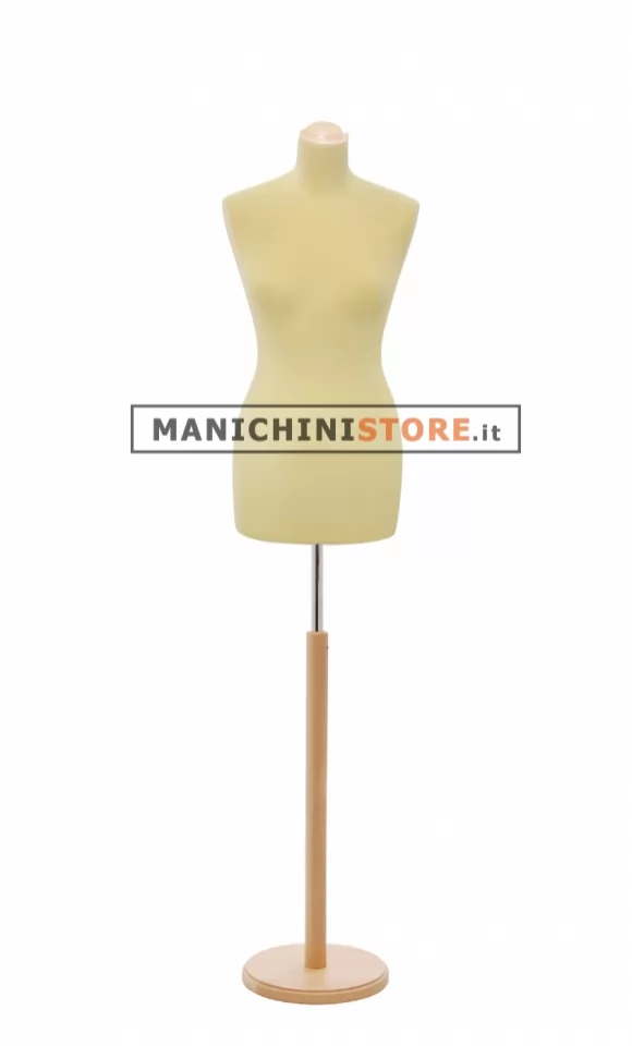 Busto sartoriale donna vellutato giallo base tonda frassino